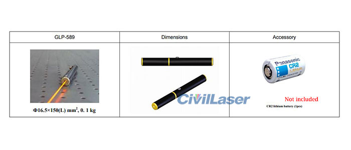 Yellow Colour 591nm 1mW-3mW Dot Laser Module/3-3.7V/12*30