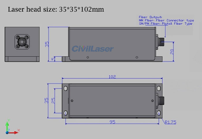 808nm 100mW Infrared coupled output optical fiber laser Multimode dot FC/PC