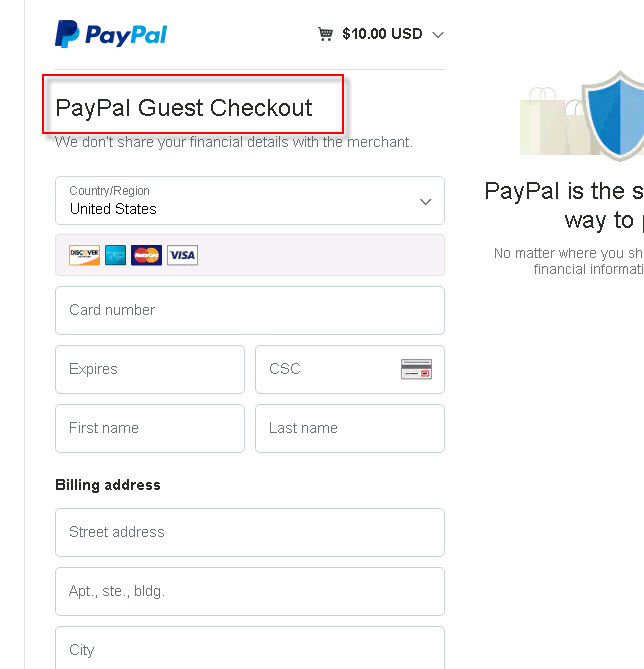 paypal guest checkout